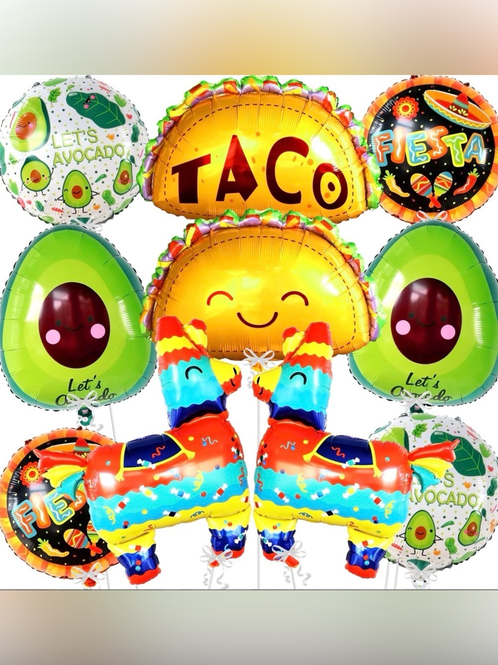 Amazon Fiesta Taco & Avocado Party Balloon Bouquet - Yellow, Green, Multicolor